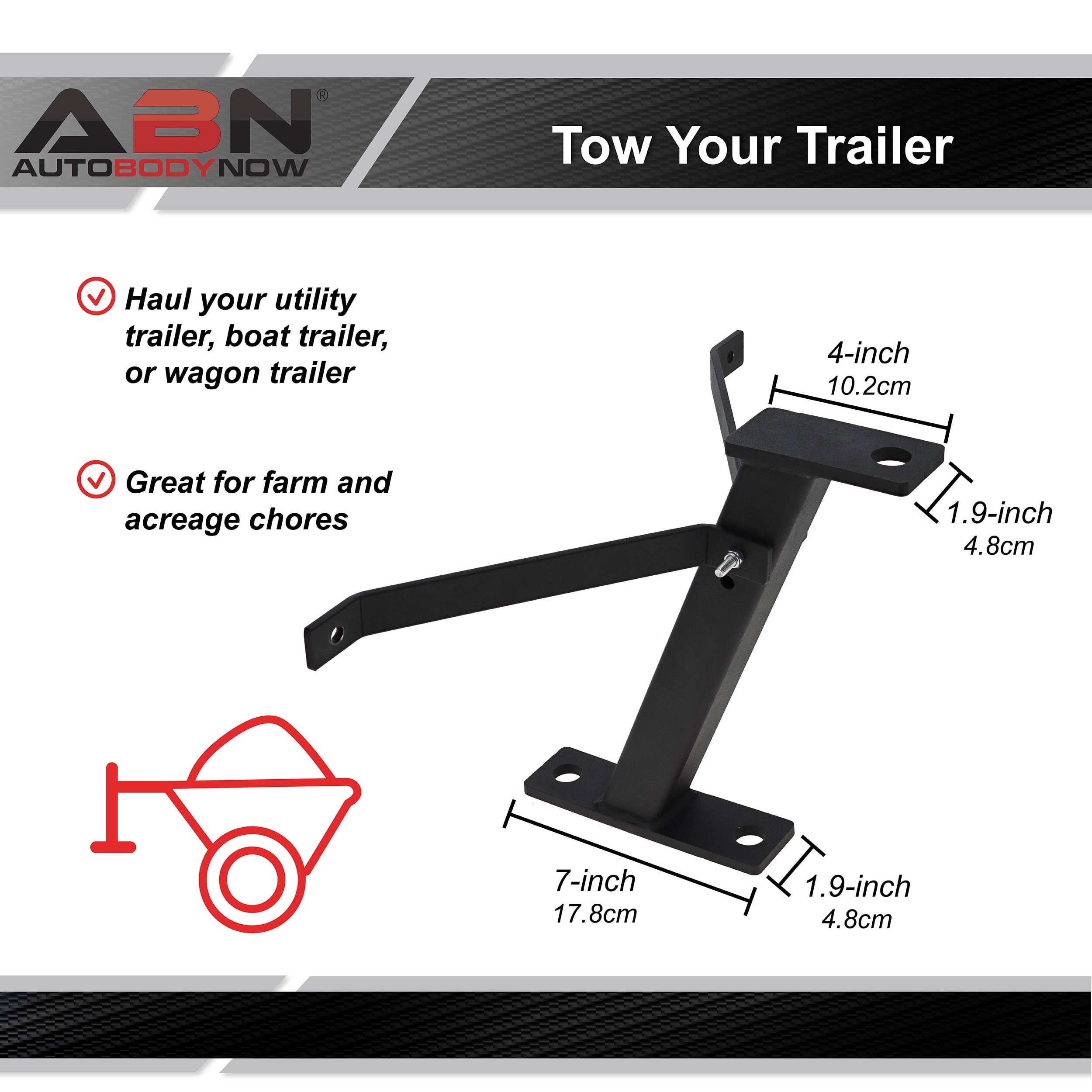 ABN Riding Lawn Mower Trailer Hitch - Lawn Tractor Trailer Hitch for Tow Ball