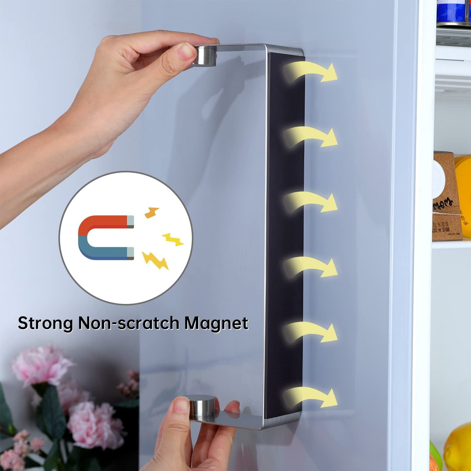 YIGII Magnetic Paper Towel Holder - Multifunctional Paper Towel Bar with Strong Magnetic Backing for Kitchen, Refrigerator, Grill Silver
