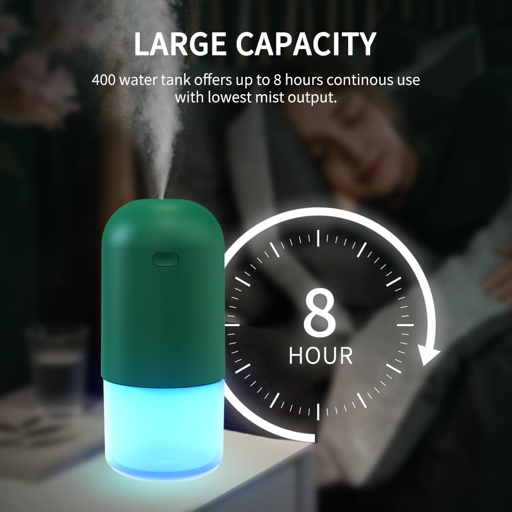 RUXAN Portable Humidifier with USB Charging，400ml Water Tank with Long Working Hours,Ultra Quiet 3-Spray Modes Cool Mist Humidifier Suitable for Office and Home