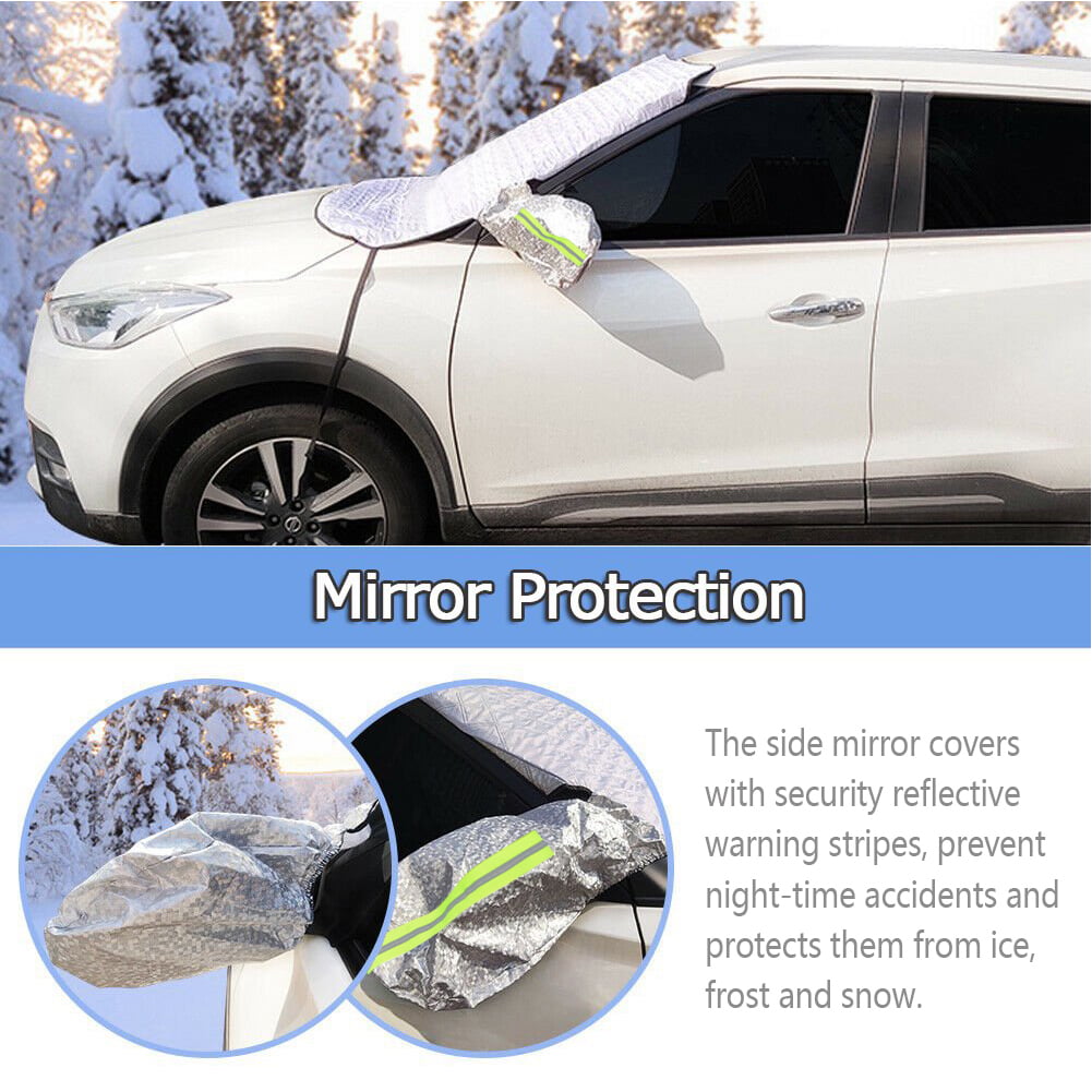 IC ICLOVER Magnetic Car Windshield Snow Cover Thicken Sun Shade Frost Guard Winter Windshield Snow Ice Cover Car Windshield Protector for Car Trucks Vans and SUVs Stop Scraping Cute