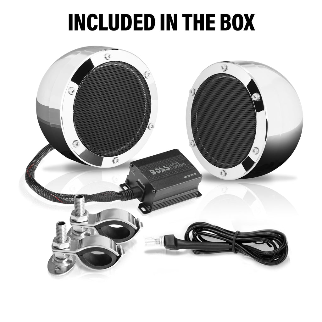 BOSS Audio Systems MC720B 4 inch Motorcycle Speakers and Amplifier Audio Sound System