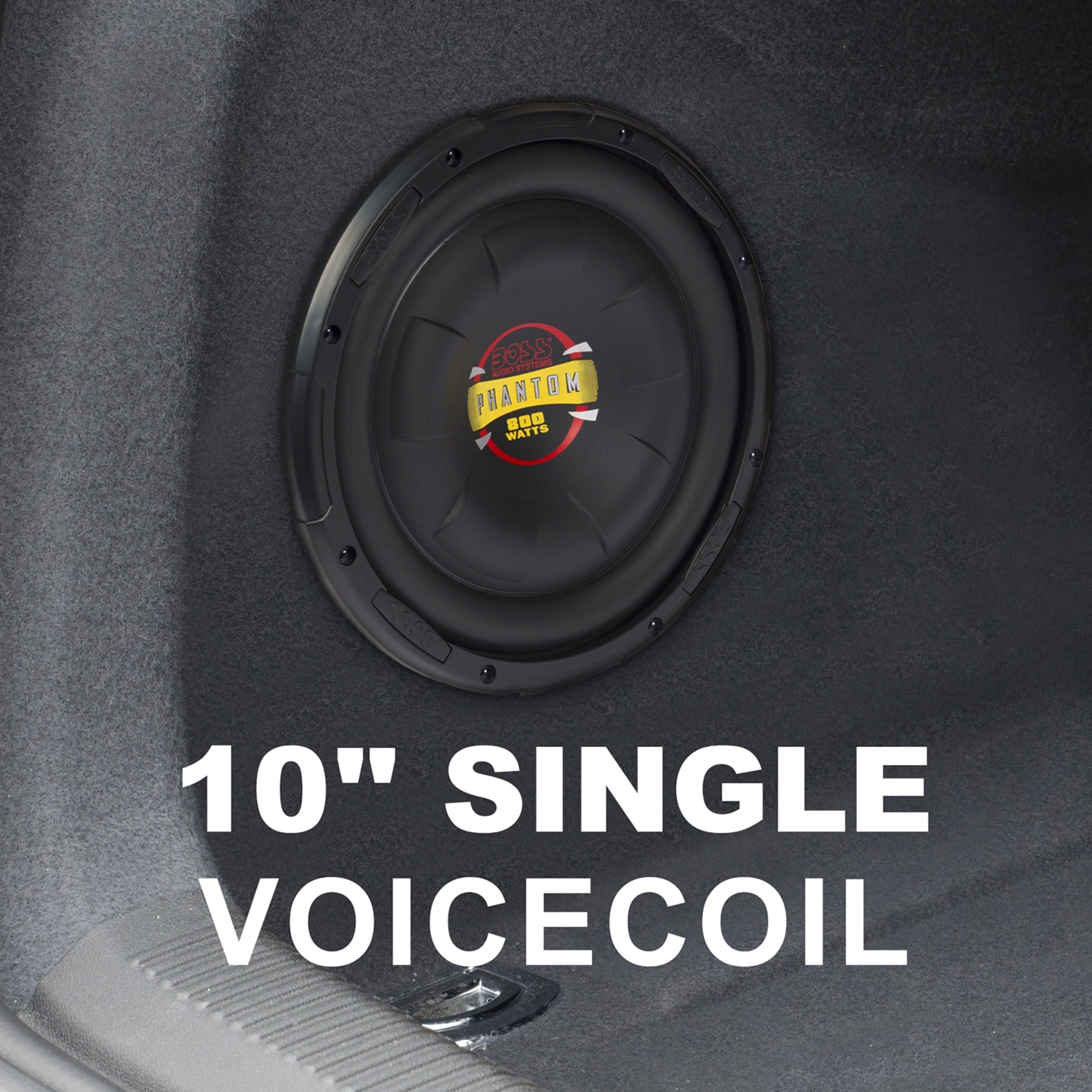 BOSS Audio Systems D10F Phantom Series 10 Inch Car Audio Subwoofer - 800 Watts Max, Single 4 Ohm Voice Coil, Sold Individually, For Truck, Boxes and Enclosures, Use With Amplifier