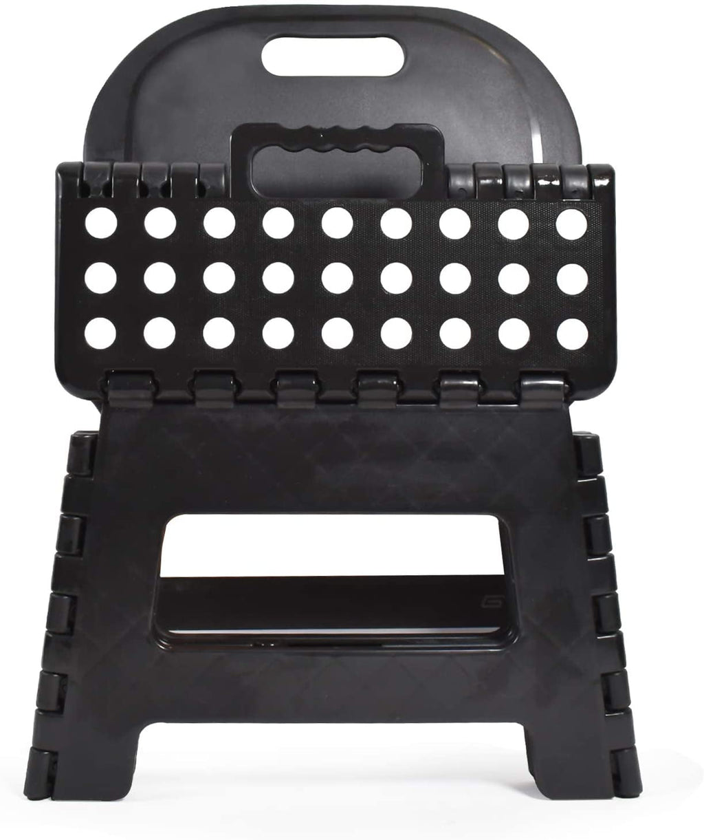 BodyHealt Portable Folding Stool with Back for Elderly-Adults, Toddlers (Black)