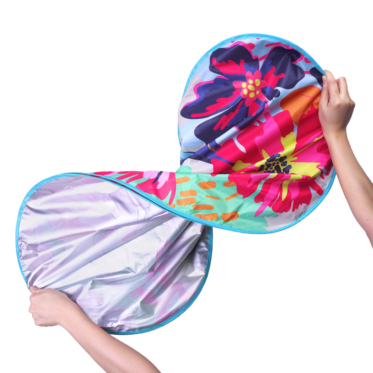 Auto Drive Sedan SUV Hatchback Windshield Floral Design Twist Sun Shade 1 Pair, 28.5"x 31.5"