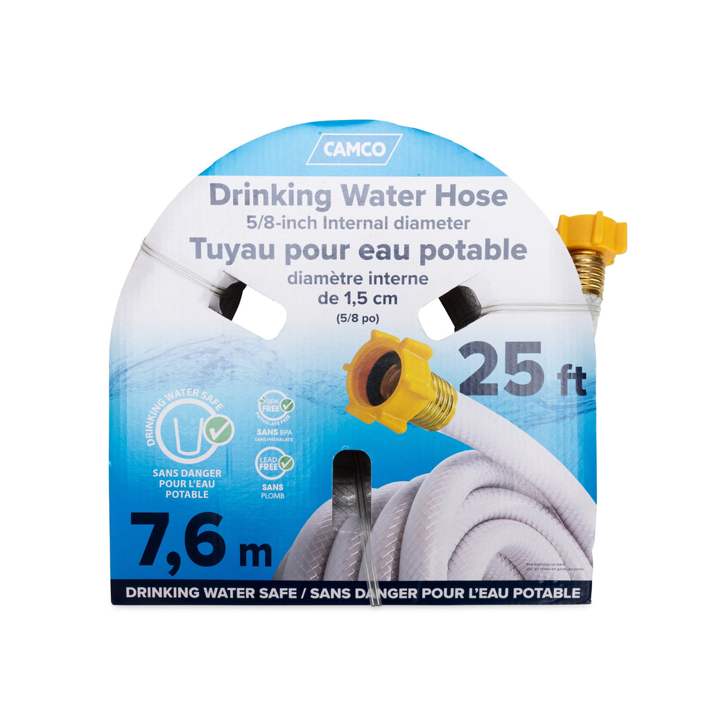 Camco TastePURE 25-Foot Camper/RV Drinking Water Hose | Lead-Free, BPA-Free, and Phthalate-Free UV-Stabilized PVC (22783)