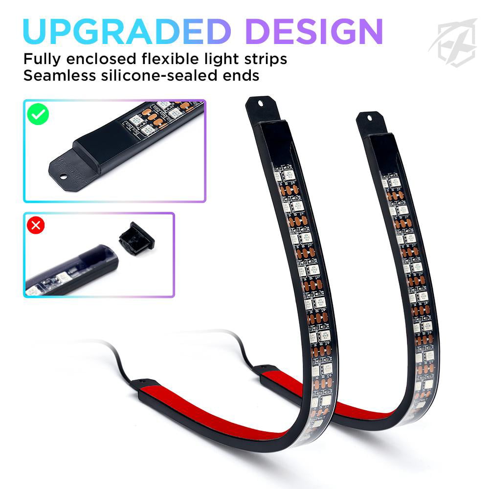 Xprite 4PC Celestial Series Double Row RGB LED Interior Car Light Set - Bluetooth and Remote Control