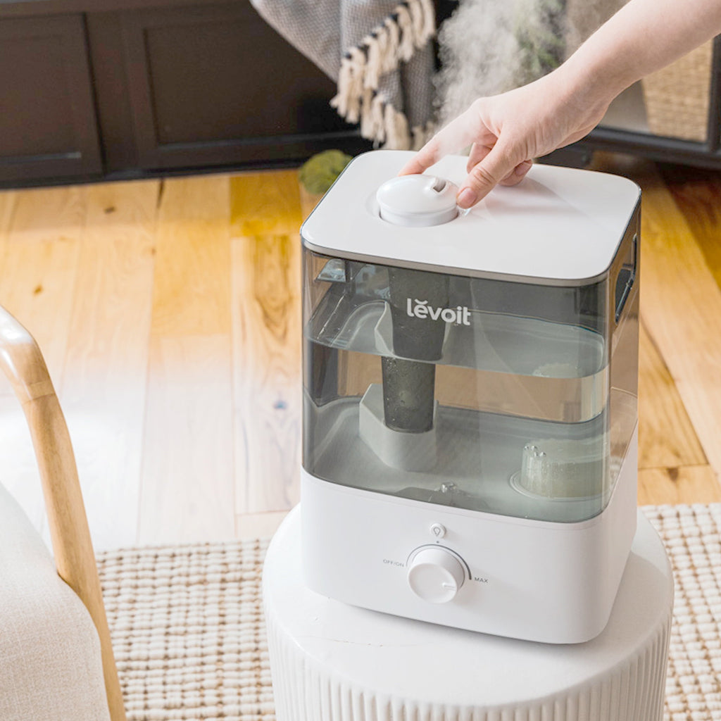 Levoit Cool Mist Humidifier for Room, Top Fill Vaporizer for Large Rooms with Nightlight, 6L, Classic 300, Gray