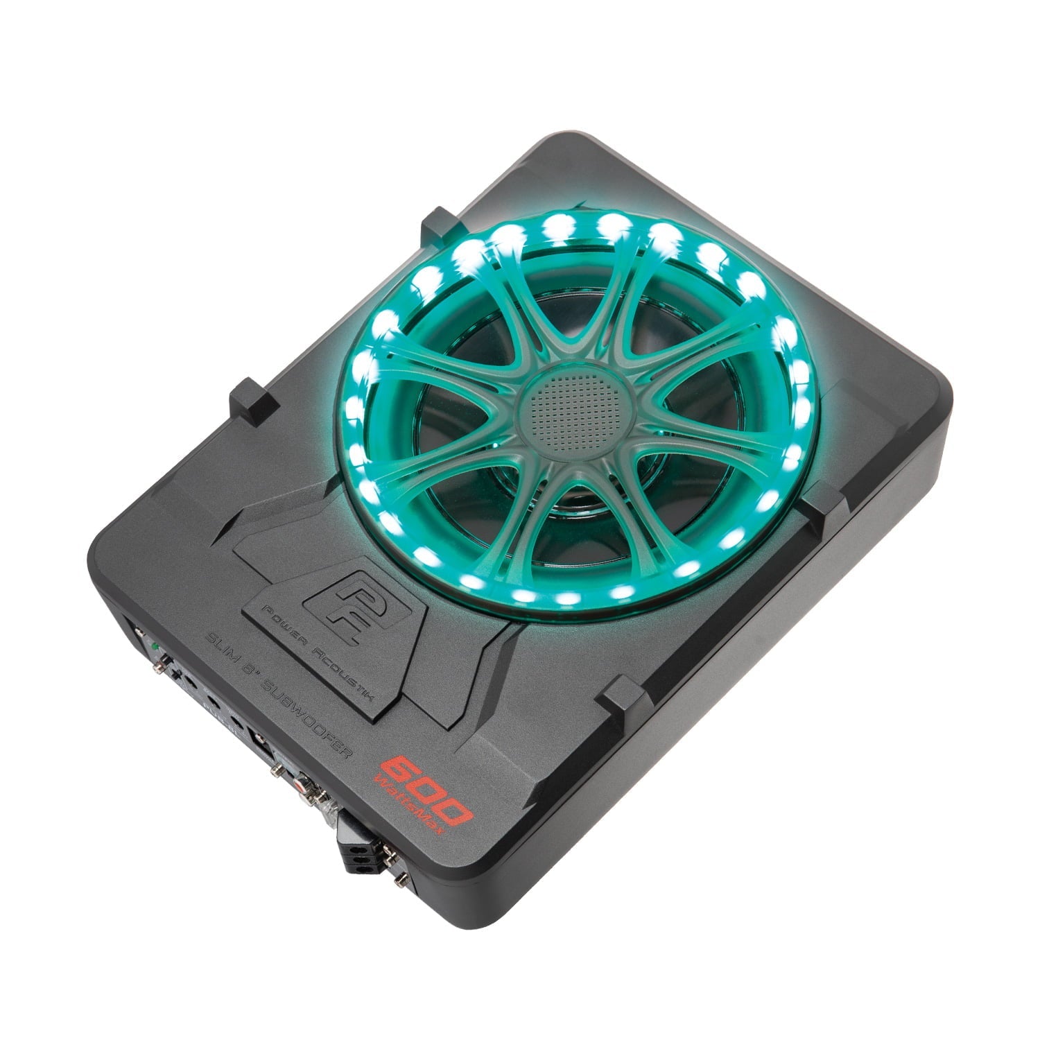 Power Acoustik Low Profile 8" Car Subwoofer Enclosure with 600W Class D Amplifier & LED Lighting