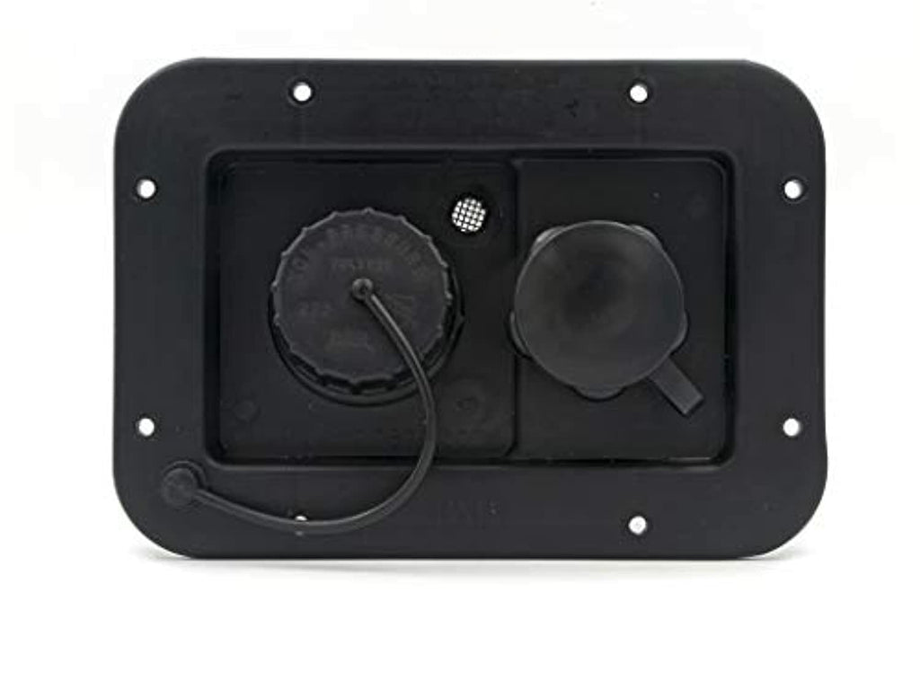 Thetford | B&B Molders RV 6" City/ Gravity Water Hatch with Plastic Check Valve, Black, 94223