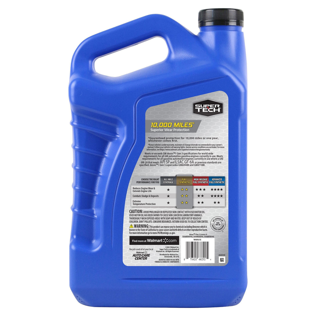 Super Tech Full Synthetic SAE 0W-20 Motor Oil, 5 Quarts