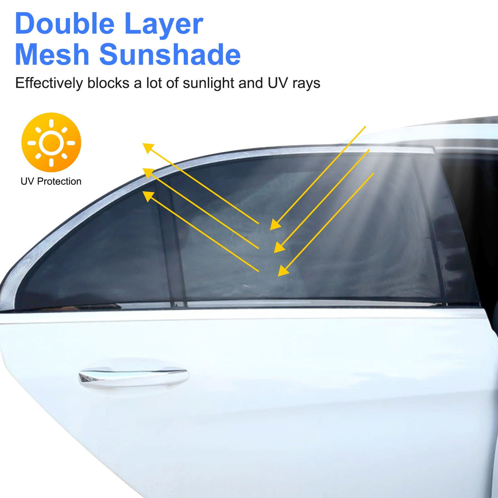 TSV 4Pcs Car Window Sun Shade, Universal Car Window Screens, Breathable Mesh Sun Visor Shades Protect from UV Rays, Sun Glare