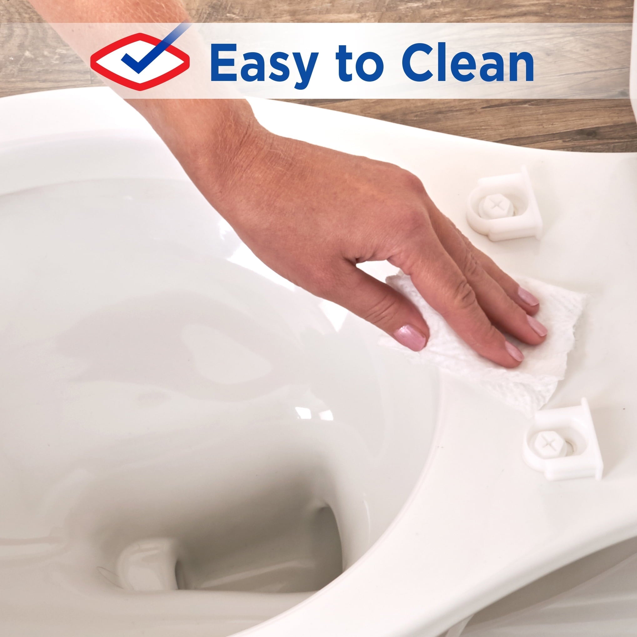 Clorox Antimicrobial Round Wood Toilet Seat with Easy-off Hinges