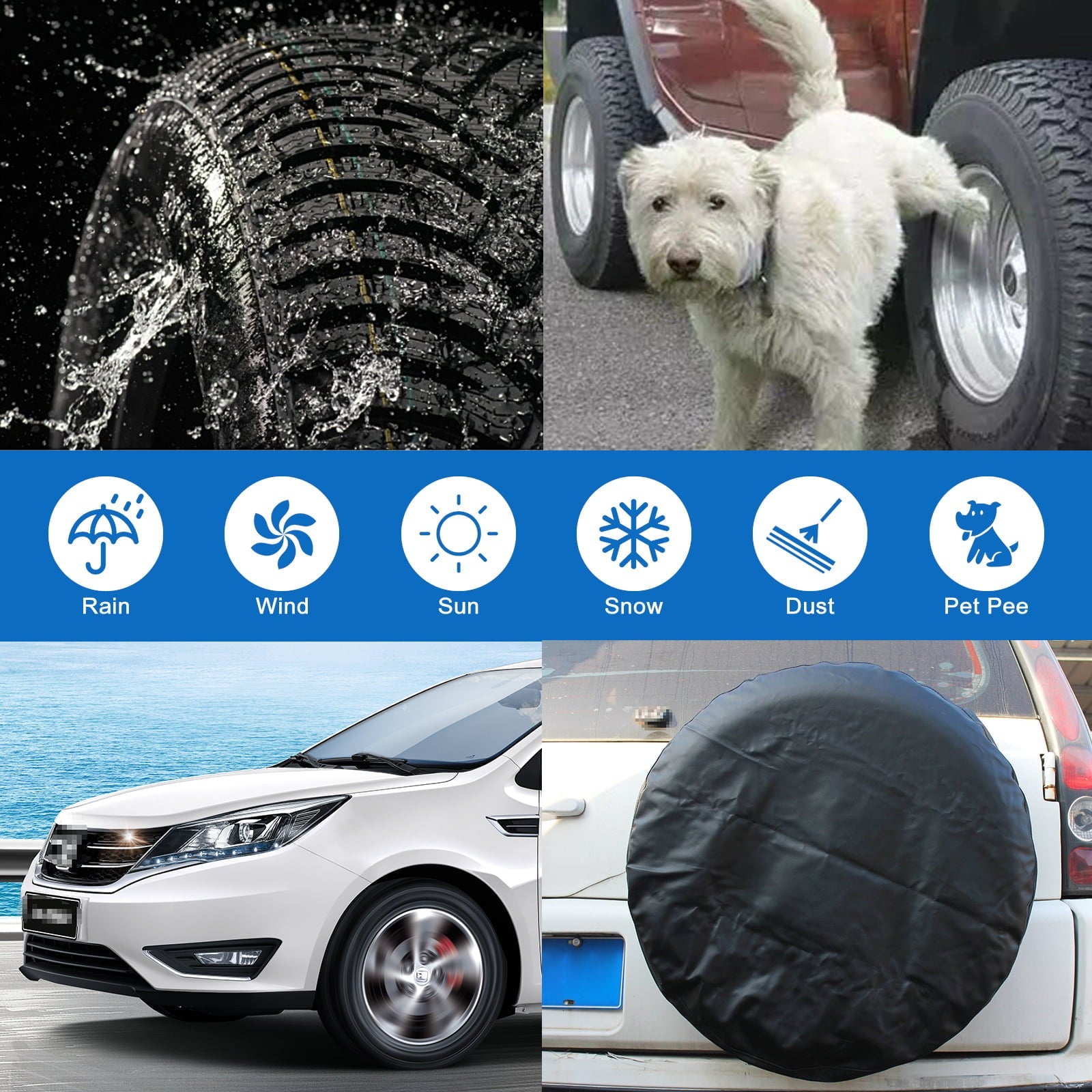 4pcs Wheel Tire Covers, EEEkit Waterproof Motorhome Wheel Covers for 30- 32inch Tire Diameters, UV Coating Tire Protectors Fit for RVs, Trailers, Campers, Cars, and Trucks