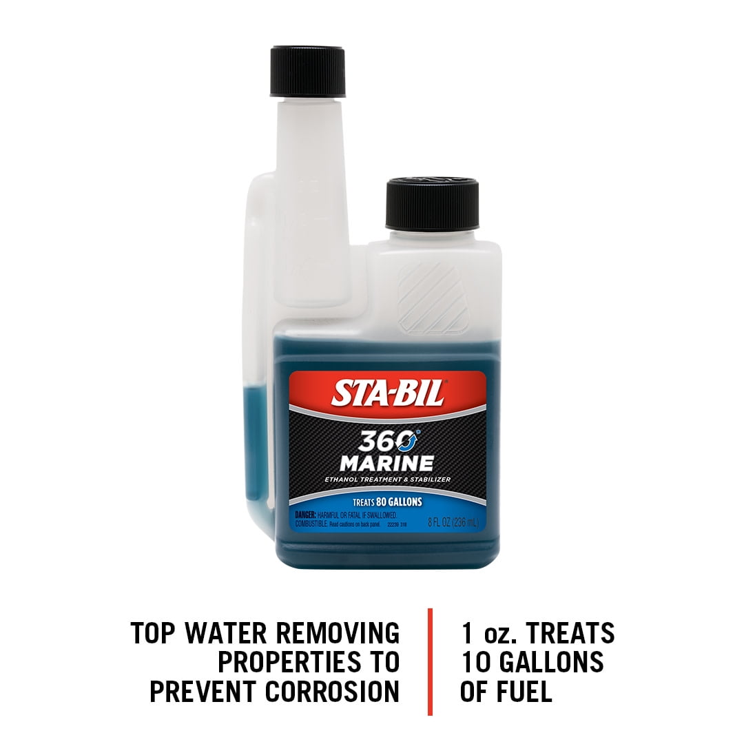 STA-BIL 360 Marine Ethanol Treatment & Fuel Stabilizer - Fuel System Cleaner - Fuel Injector Cleaner - Removes Water- Protects Fuel System - Treats 80 Gallons - 8 Fl. Oz.