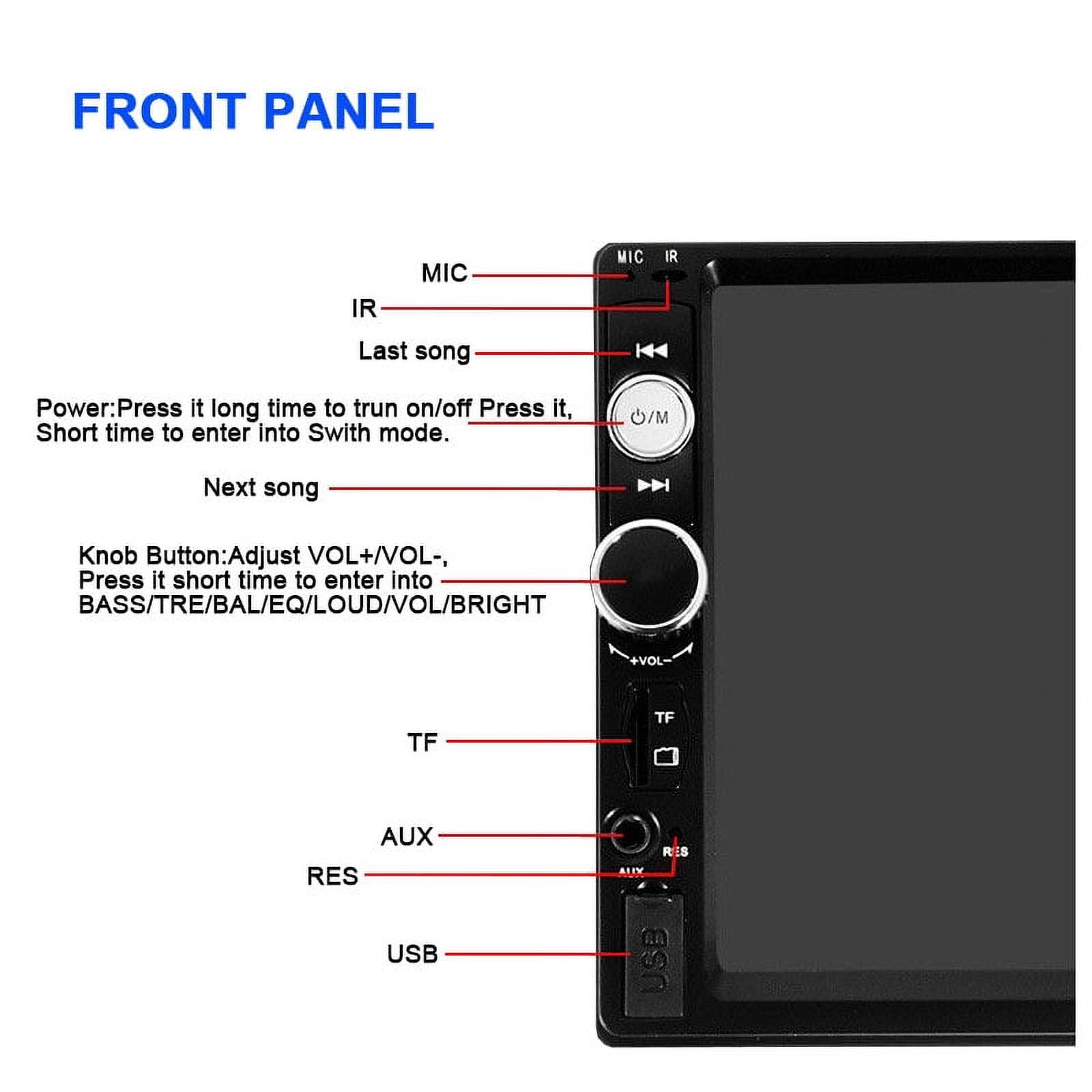 Polarlander Car Radio Stereo double DIN 7" Audio Receiver Touch Screen Bluetooth FM, MP5 Player USB/SD/AUX Hands Free Calling