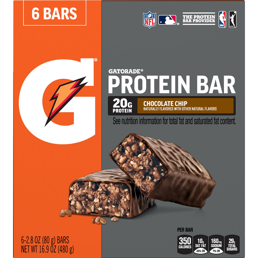 Gatorade Chocolate Chip Whey Protein Bars, 20g Protein, 6 Pk