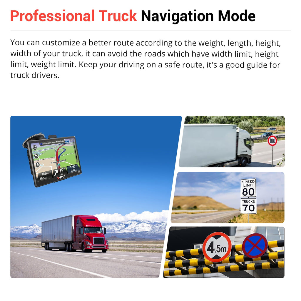 XGODY 7 inch GPS Navigation for Car 2023 Maps Free Lifetime Map Update Sat Nav GPS for Car Truck GPS Navigator with Voice Guidance Speed Camera Warning