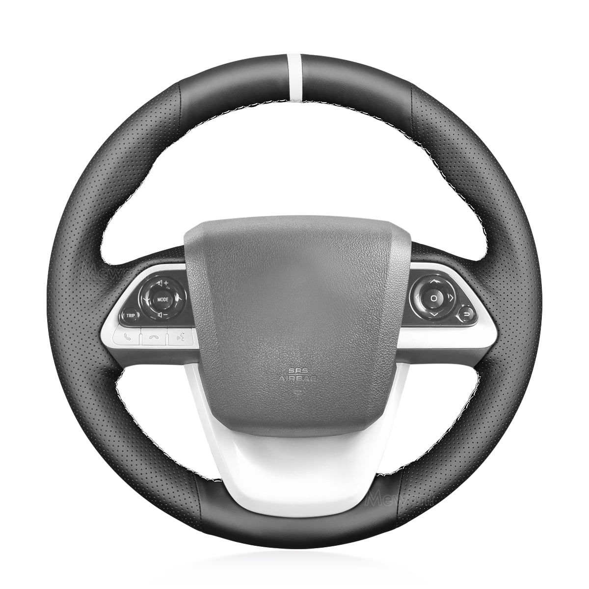 Mewant Handsewing Black Artificial Leather Steering Wheel Cover Wraps for Toyota Prius 4 2016-2022 Prius Prime 2017-2022 Mirai 2016-2018