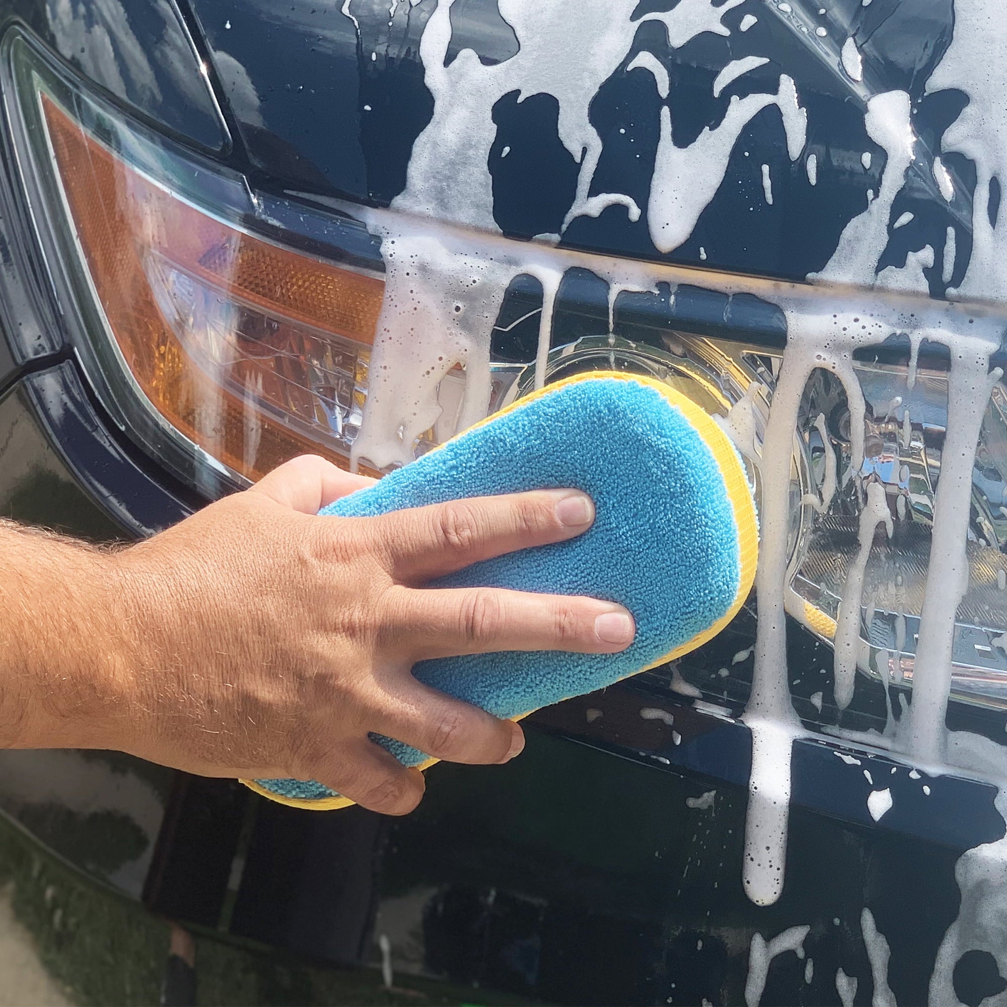 Auto Drive Car Wash Microfiber Sponge w/ bug mesh, Blue