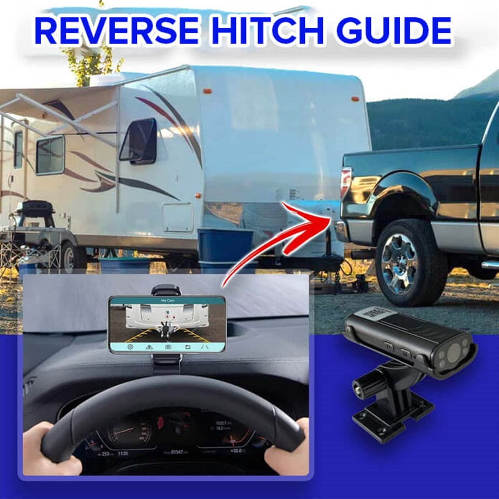 RV Trailer Wireless Backup & Hitch Camera,Wireless Dual Back Up Camera Parking Assistance Night Vision Waterproof Rear View Camera with Monitor for Car RV Truck and Trailer Bus
