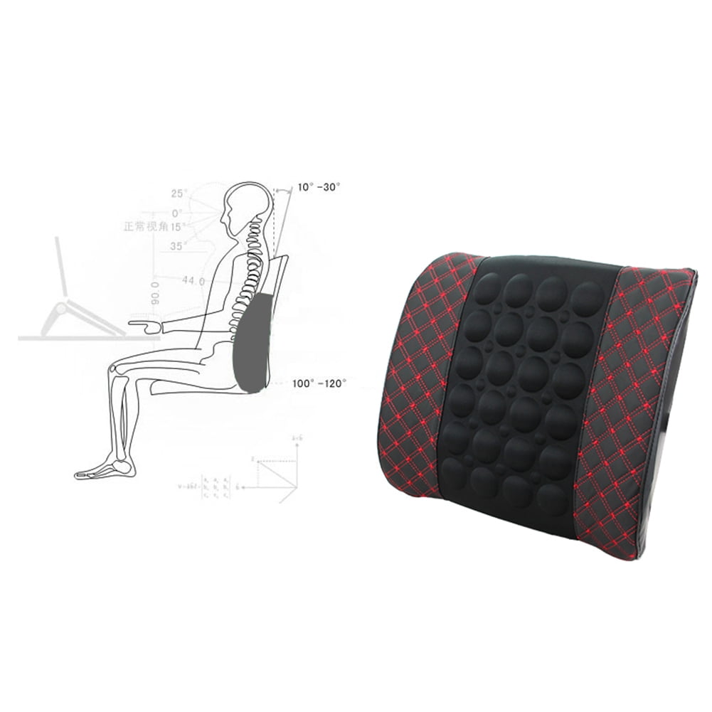 Walbest 12V Car Electric Massage Cushion Lumbar Massage, Car Seat Back Support Waist Cushion, Lumbar Relaxation Devices, Car Waist Pad Pillows for Driver Car Cushion Relieve Body, Microfiber Leather