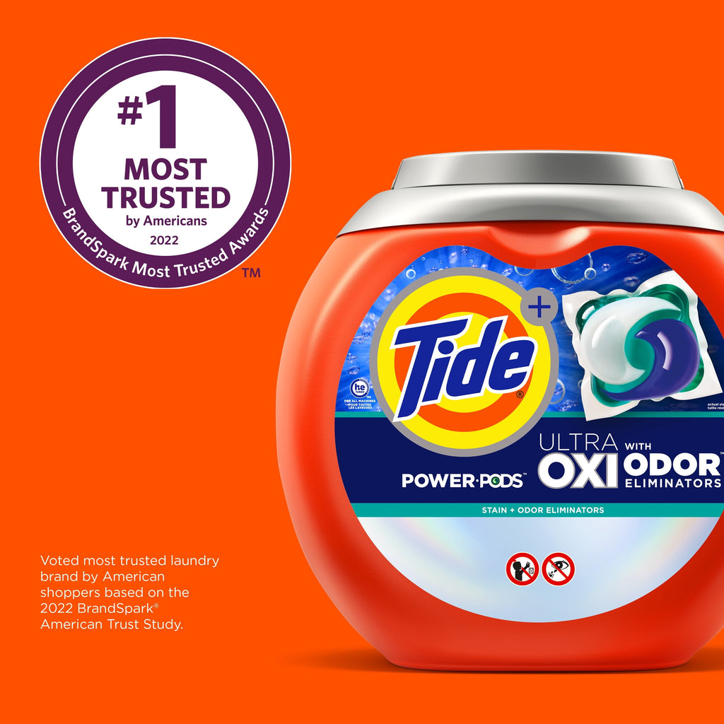 Tide Power Pods Laundry Detergent Soap Packs with Ultra Oxi, Spring Meadow, 25 Ct