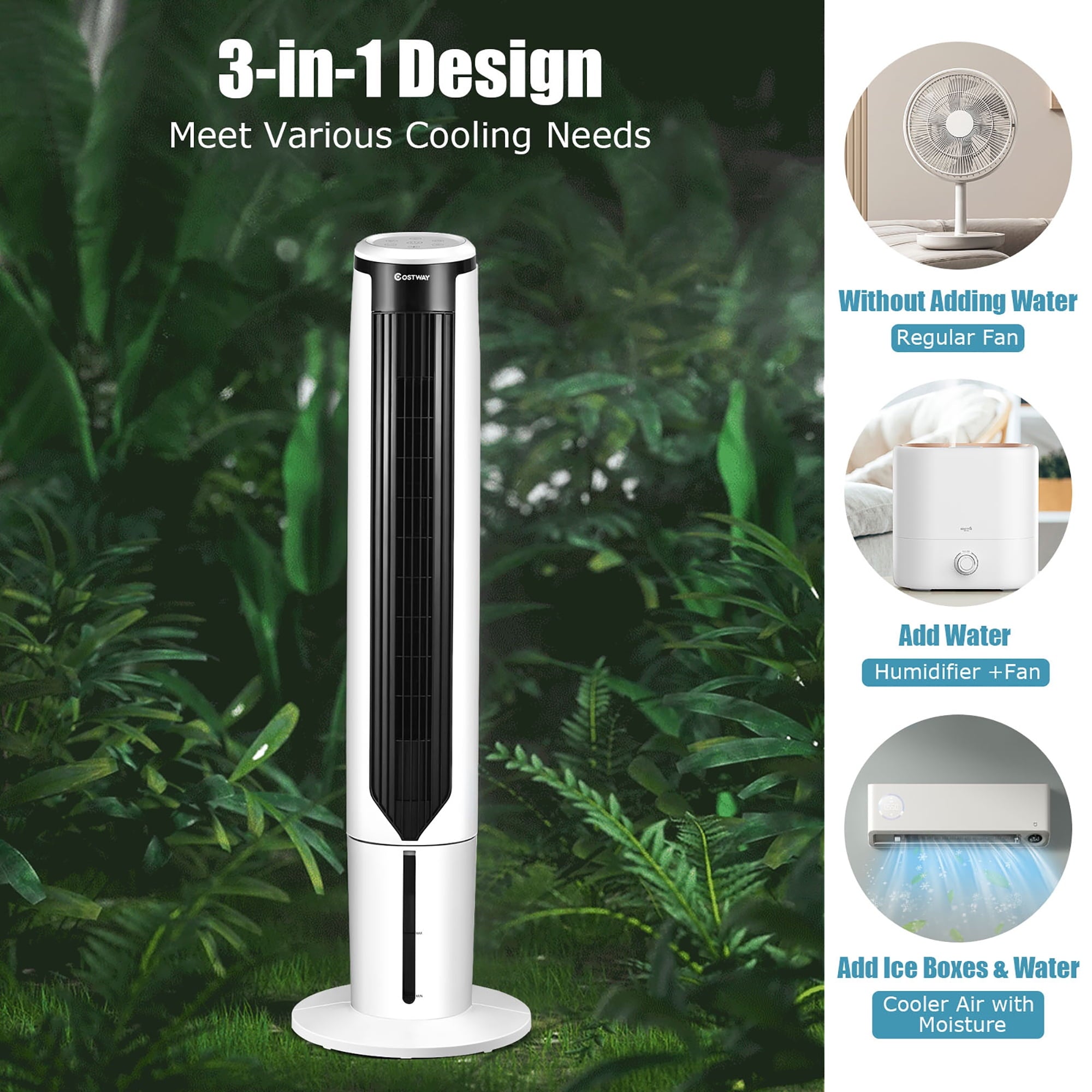 Costway 41'' Evaporative Air Cooler Quiet Cooling Oscillating Fan with Remote Control