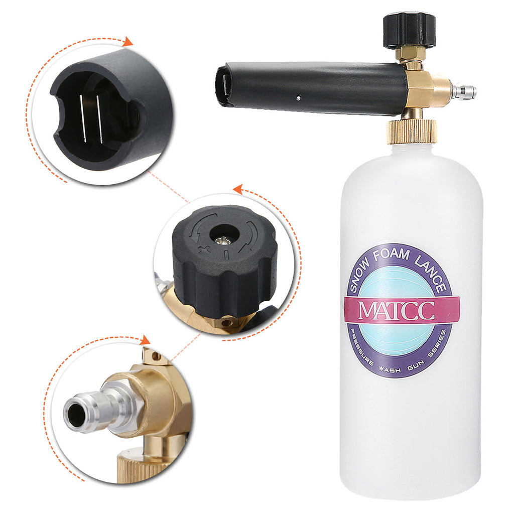 MATCC Adjustable Car Foam Cannon I, Snow Foam Lance Fit 1/4" Quick Connector Wash Gun for Pressure Washer Jet Car Cleaning (0.26gal)