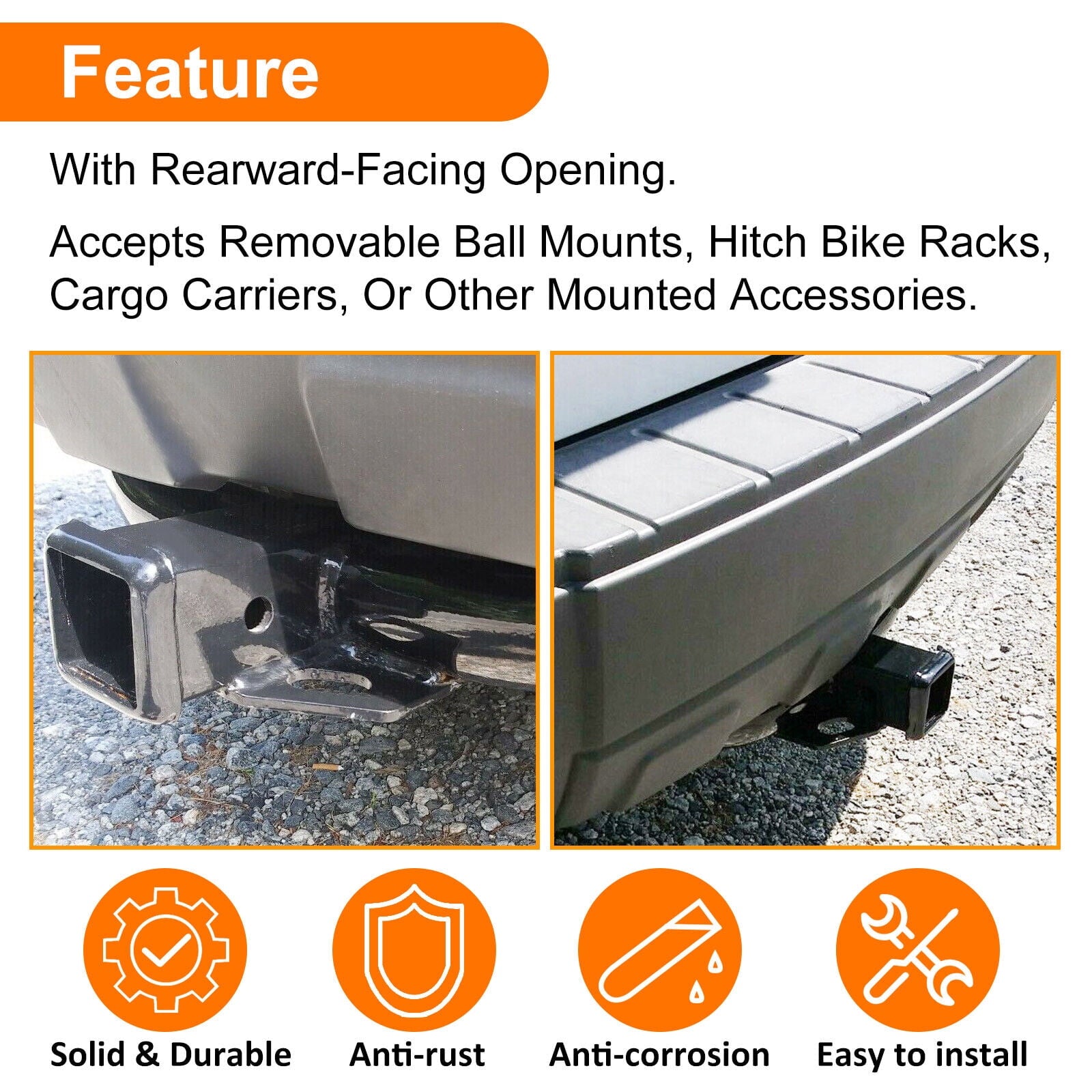 Kojem 13650 Rear Class 3 Trailer Tow Hitch with 2'' Receiver for 2005-2012 Ford Escape 2005-2011 Mazda Tribute Mercury Mariner