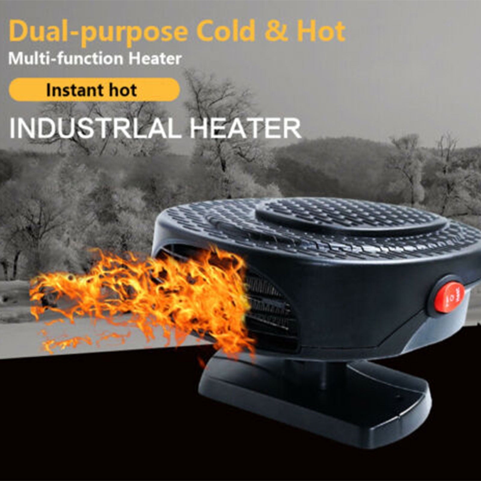 Car Defroster Defogger 12V Truck Car Heat Cooling Fan, Portable Car Heater, Plug Adjustable Thermostat in Cigarette Lighter 150W 3-Outlet Plug USB, Black