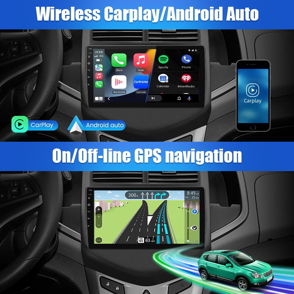 Awesafe 32G 9 inch Touch Screen Car Radio Stereo for Chevrolet Aveo Sonic 2011-2015 with Apple Carplay Android Auto HD WIFI GPS FM Bluetooth