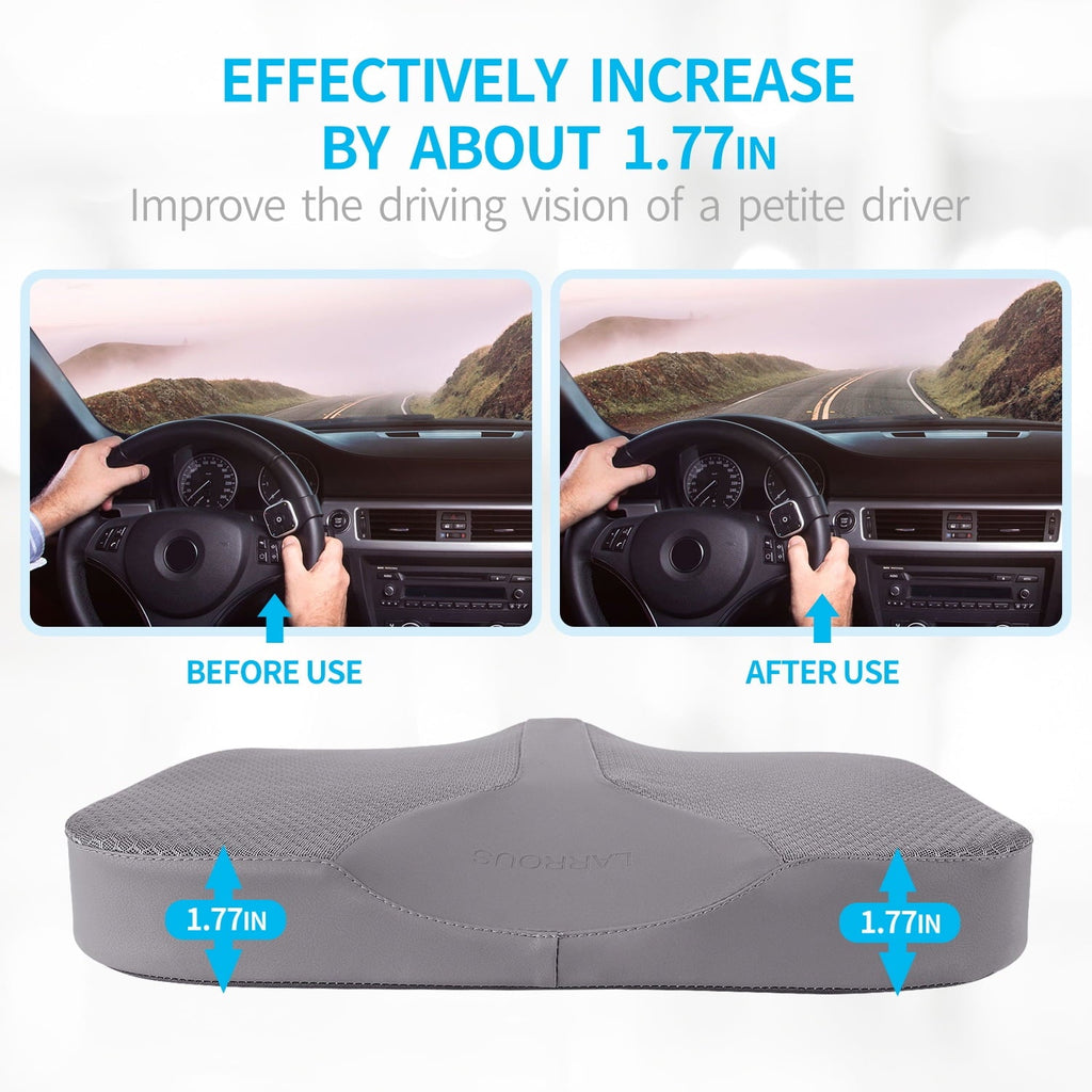 LARROUS Car Memory Foam Heightening Seat Cushion,Tailbone (Coccyx) and Lower Back Pain Relief Cushion,for Office Chair,Wheelchair and More.