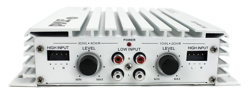 Pyle PLMRA400 400 Watt 4 Channel Waterproof Marine Boat Audio Amplifier, White