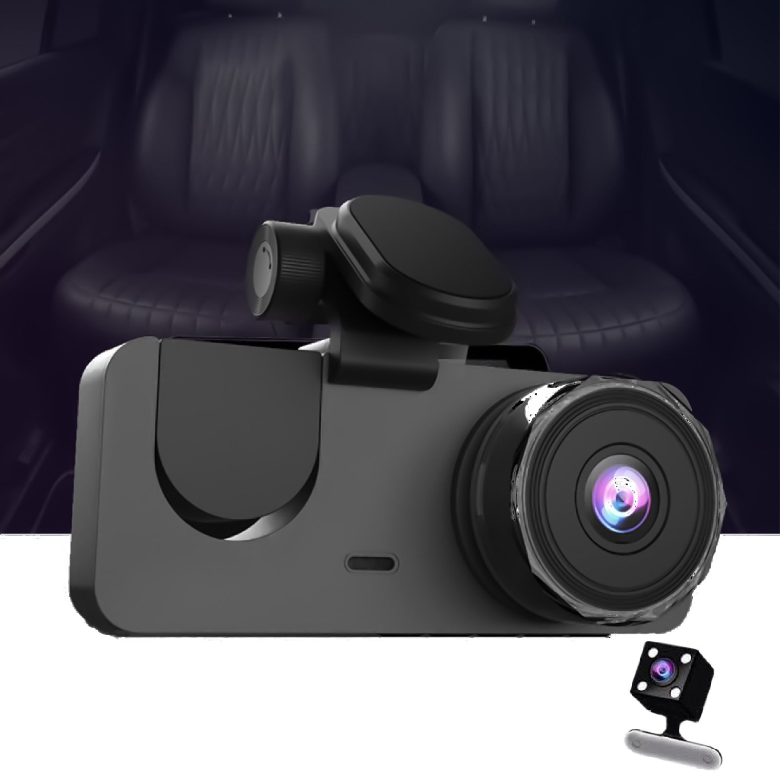 Vehicle Camera Clearance 3 Channel Dash Cam Front And Rear Inside,HD 1080P Dash Camera,170°+140° Wide Angle,IR Night Vision,Loop Recording,G-Sensor