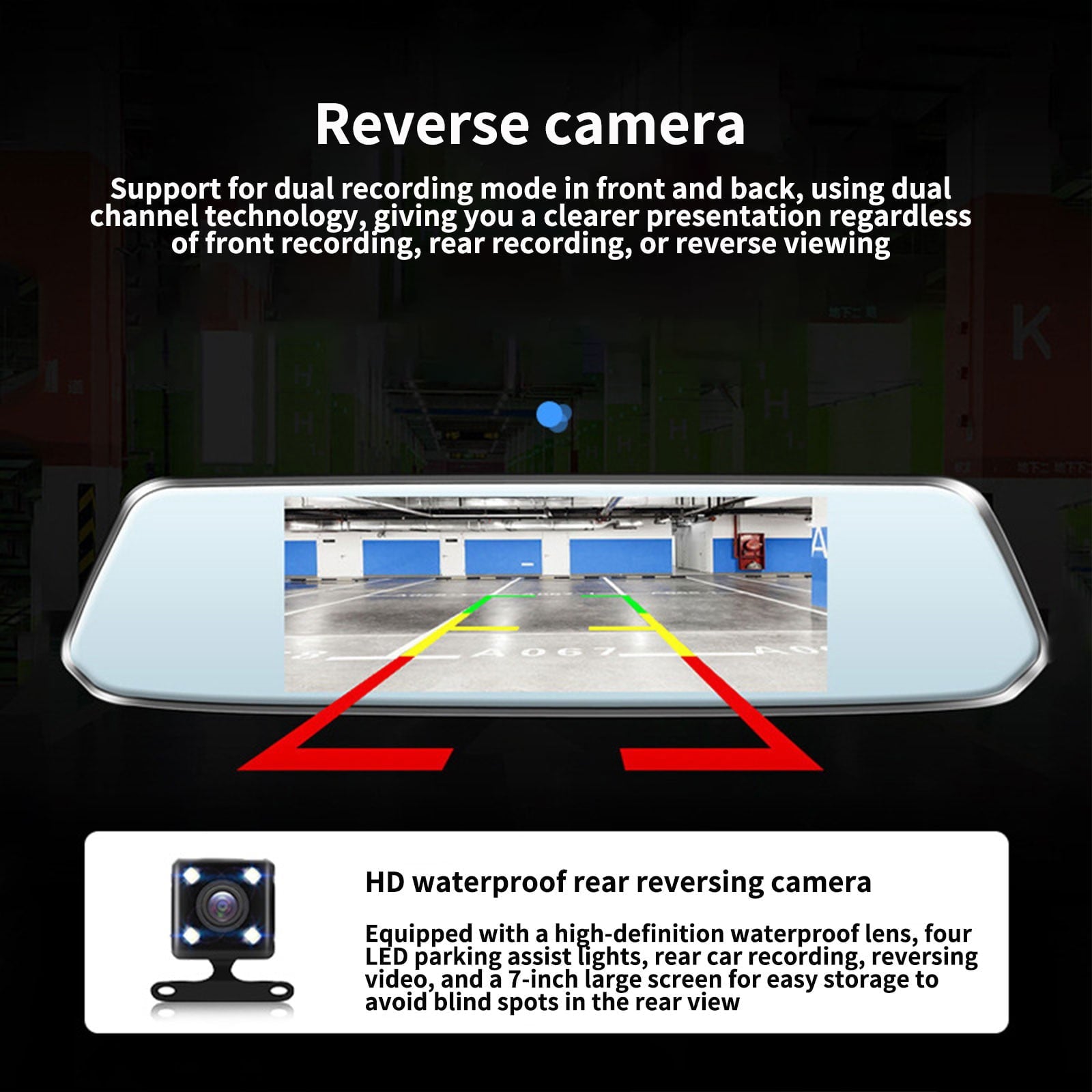 Cameland Car Accessories Mirror Dash Cam Backup Camera12 Inch, HD Smart Rearview Mirror For Cars & Trucks, Front And Rear View Dual Cameras, Night Vision, Parking Assistance Dash Cam on Clearance