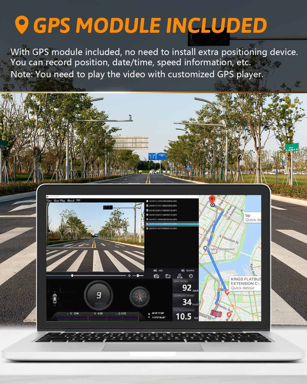 AQV Front 4K Dash Cam, Car Camera Front 4k Built-in GPS, SNOY IMX335 Sensor, Parking Monitor, Super Night Vision, WDR ,G-Sensor, Motion Detector ,Loop Recording ,32GB Card and Card Reader Included