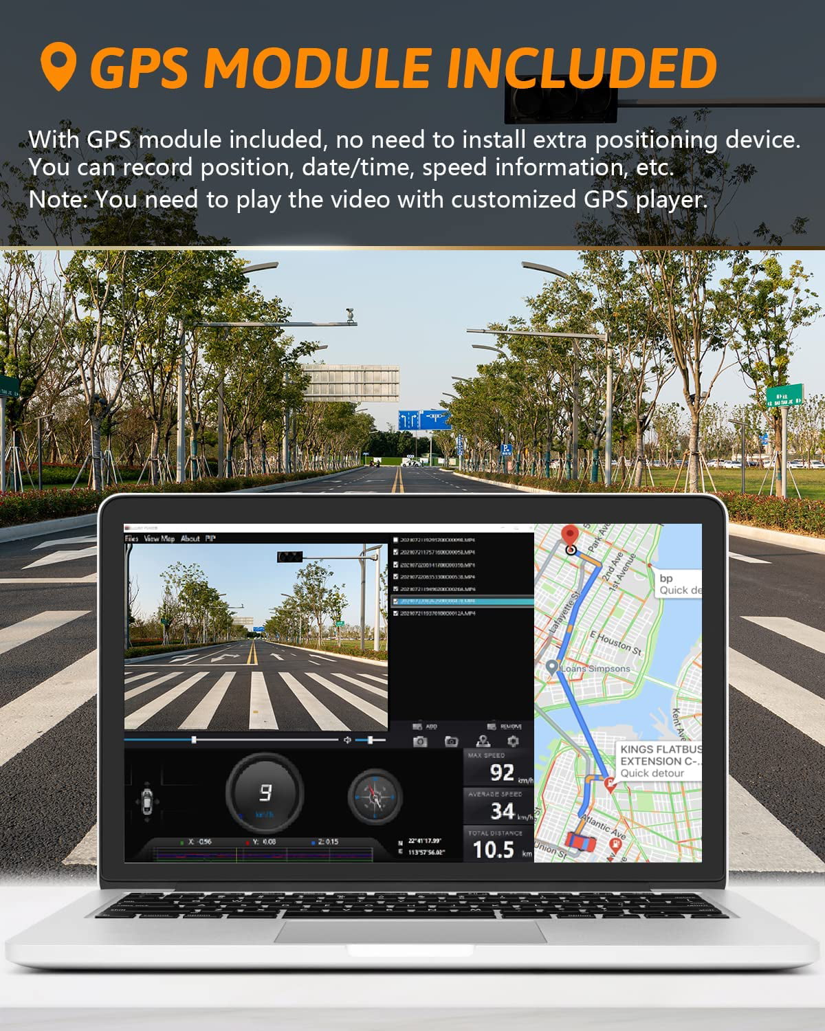 AQV Front 4K Dash Cam, Car Camera Front 4k Built-in GPS, SNOY IMX335 Sensor, Parking Monitor, Super Night Vision, WDR ,G-Sensor, Motion Detector ,Loop Recording ,32GB Card and Card Reader Included