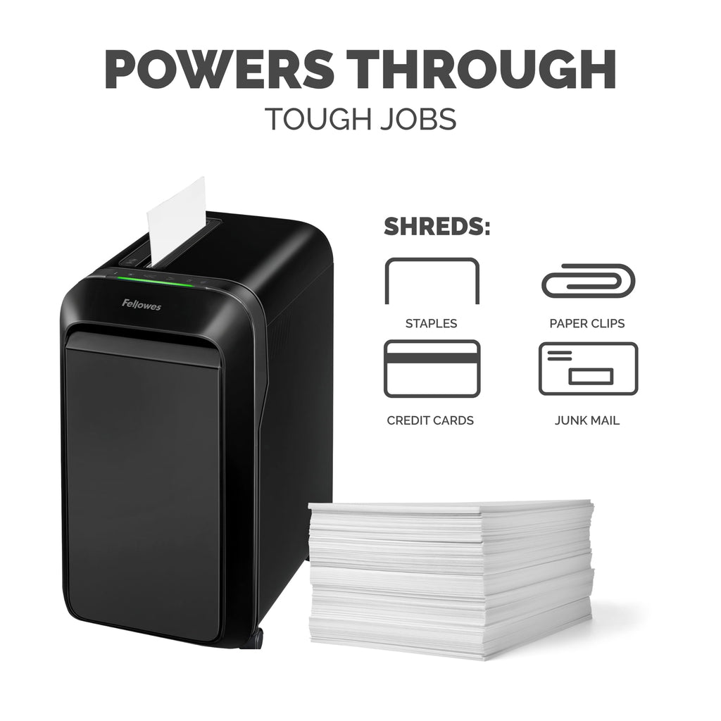 Fellowes Powershred LX220 20 Sheet Micro-Cut Paper Shredder (Black) Shred Size - P-4, 16.50" H