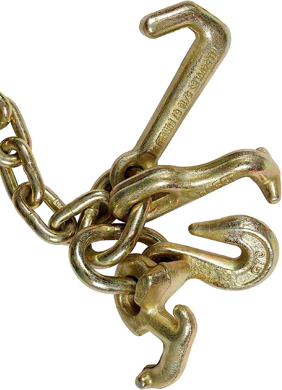 LABLT 2 G70 5/16''x10' Transport Tow Chain J Hook Long Shank w/ Grab Hook new