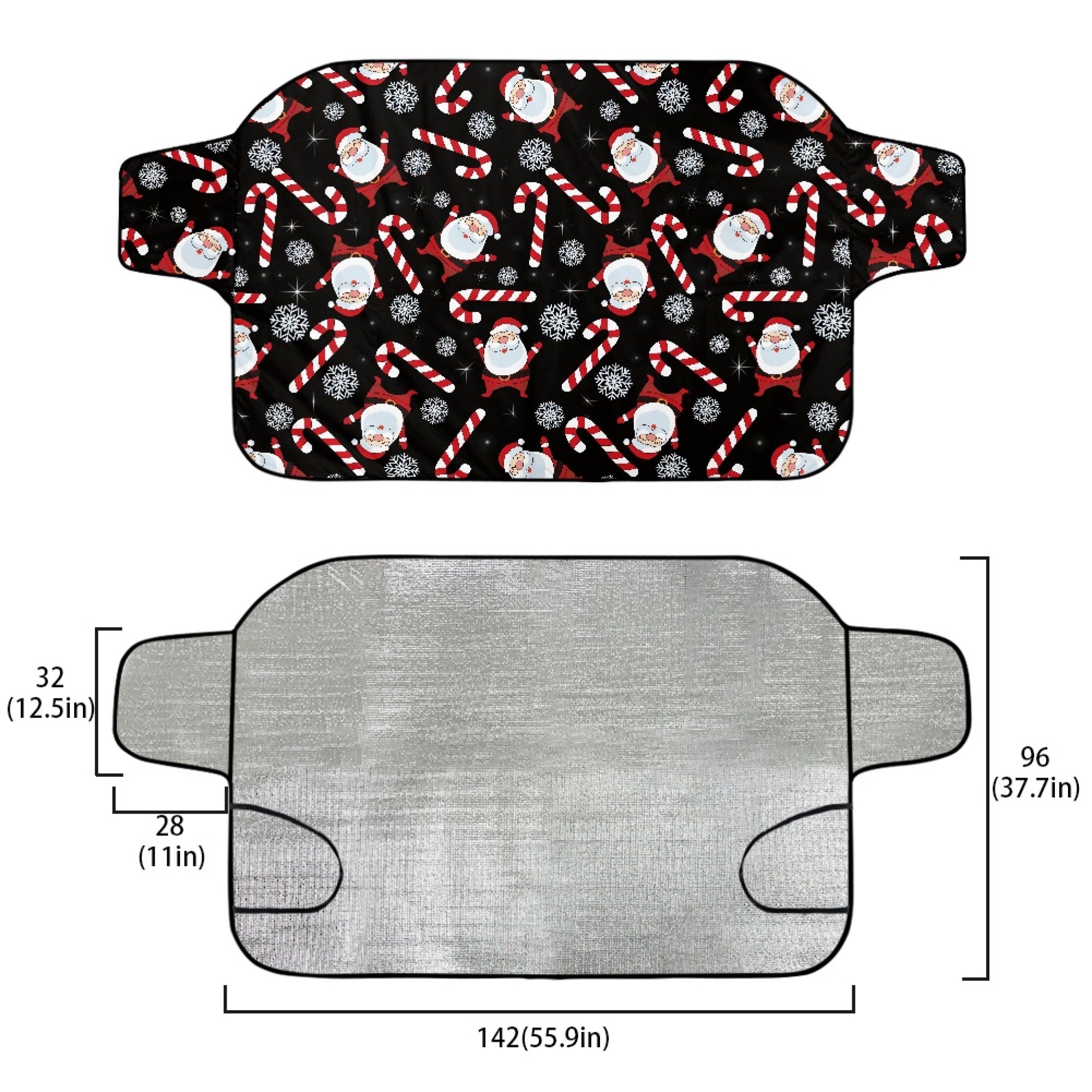 Bivenant Store Christmas Theme Windshield Snow Ice Cover, Protects Windshield and Wipers from Weatherproof, Rain, Sun, Frost, Vehicles, Cars Trucks Vans and SUVs,55.9"x37.7"