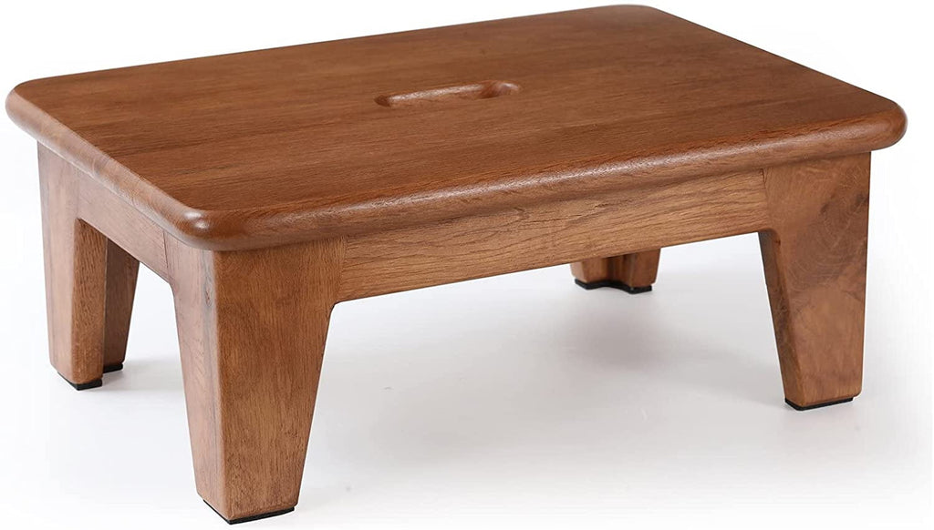 CONSDAN Step Stool for Bed, USA Grown Oak,Wooden Step Stool for Adults, One Step Stool for Seniors, 6.5" High, Non-Slip Mat, No Assembly Needed, Solid Wood, Chocolate Color