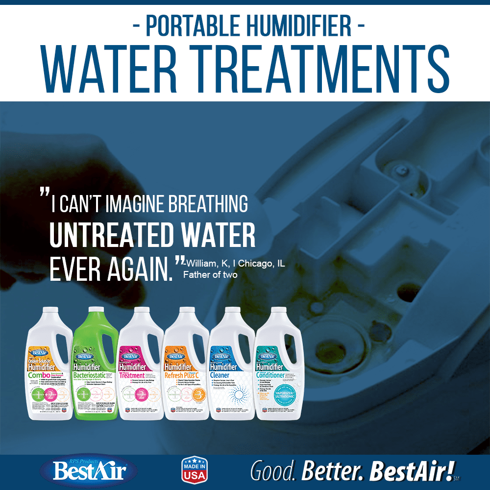 BestAir® 246 Golden Solutions Humidifier Bacteriostatic & Water Treatment Combo, 64 fl oz for Wick & Filter-Type Humidifiers
