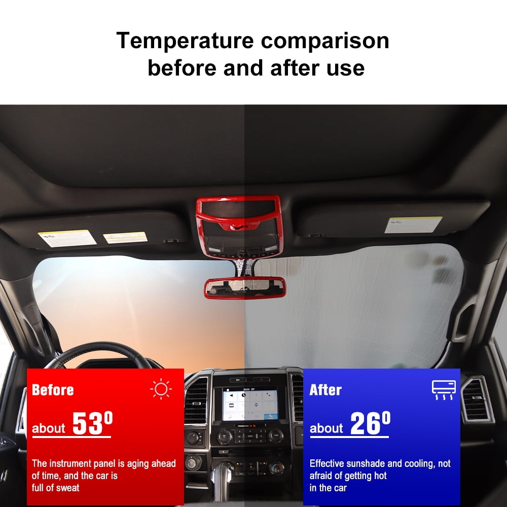 CheroCar Car Sun Shade Windshield Foldable Sunshade Visor Cover for Ford F150 2015-2020, Silver