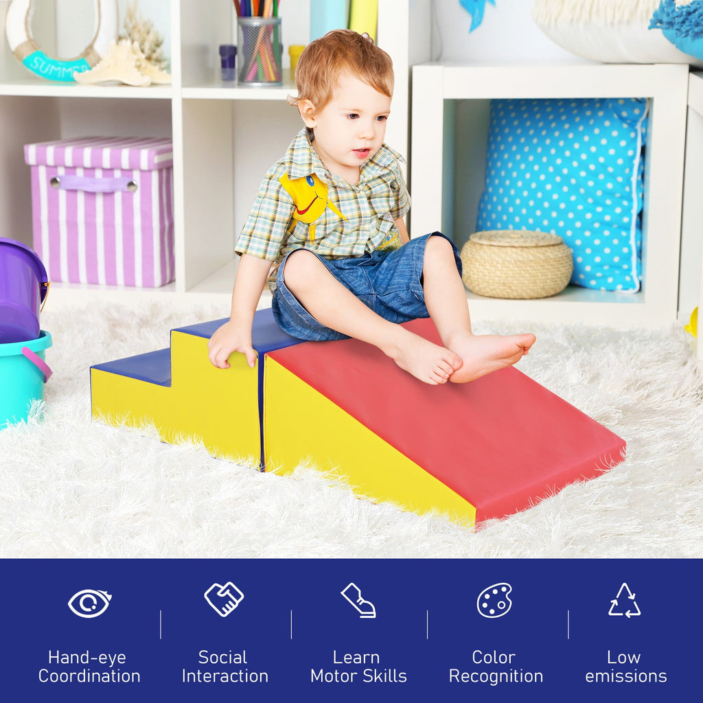 Soozier 2 Piece Climb and Crawl Activity Play Set Soft Secure Foam Playset for Toddler Preschooler Indoor Play Equipment Baby Learning Toys Multicolor