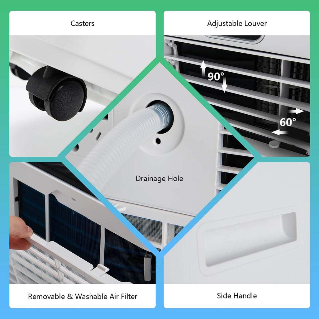 Costway 6000 BTU (10000 BTU ASHRAE) Portable Air Conditioner w/ Remote Control 3-in-1 Air Cooler w/ Drying White
