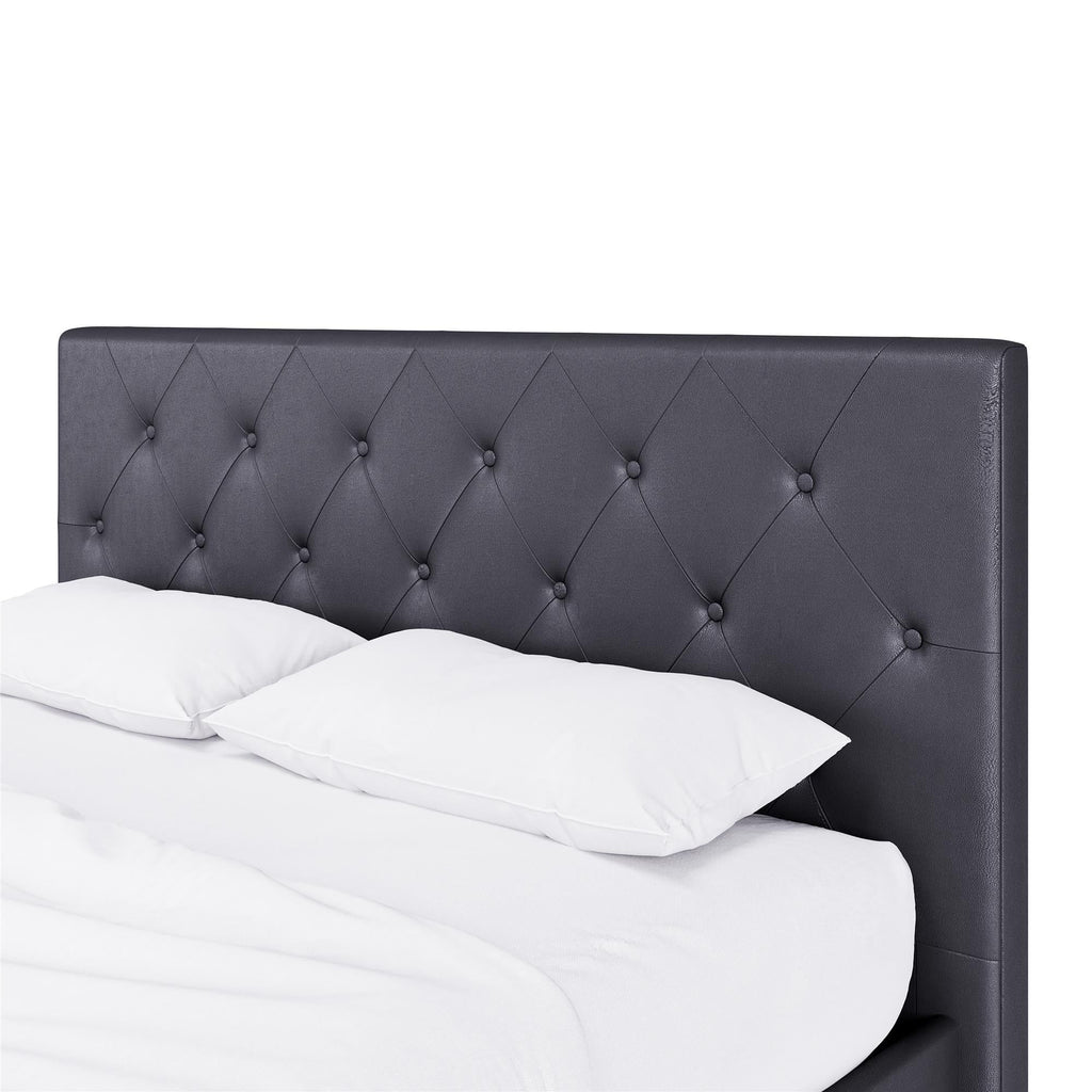 DHP Dakota Upholstered Platform Bed, Queen, Gray Faux Leather
