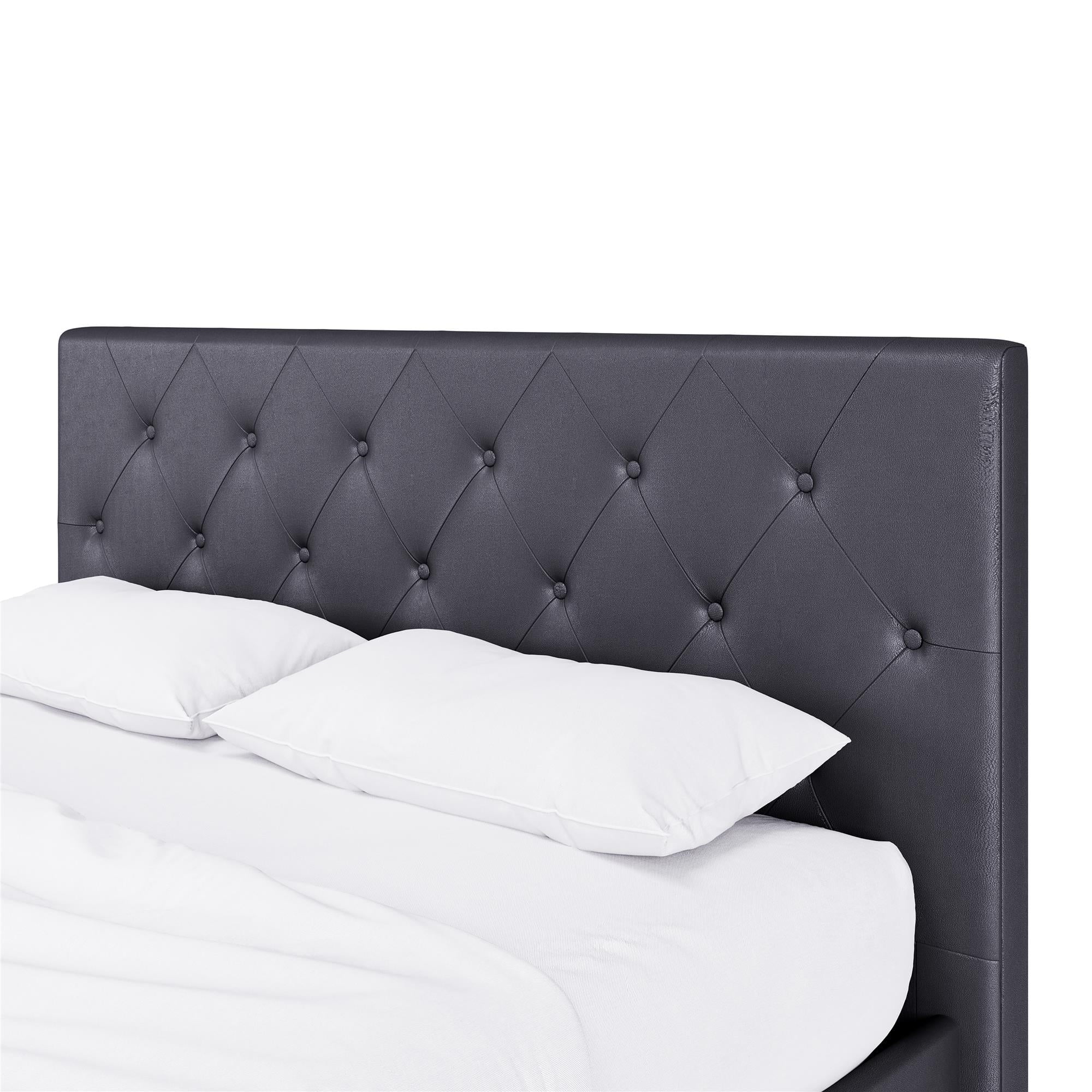 DHP Dakota Upholstered Platform Bed, Queen, Gray Faux Leather