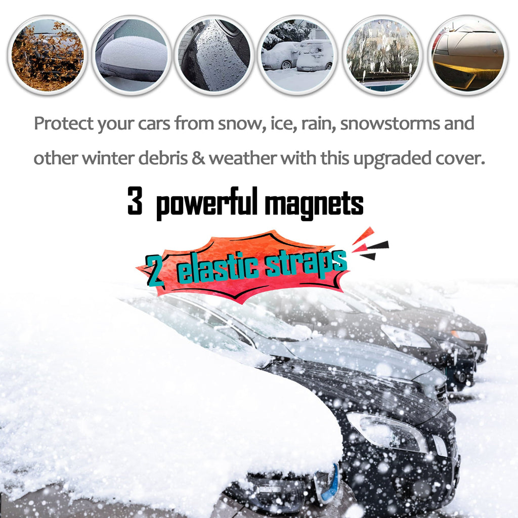 Chanvi Car Windshield Snow Ice Cover with 4 Layers Protection, Windshield Snow Ice Cover with Magnetic Edges Used for Snow Protection, Rain and Sun