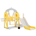 GERI 5 in 1 Toddler Slide, Climber Slide for Toddlers Age 1-5, Outdoor Indoor Playset for Toddlers with Basketball Hoo, Storage Space, Yellow