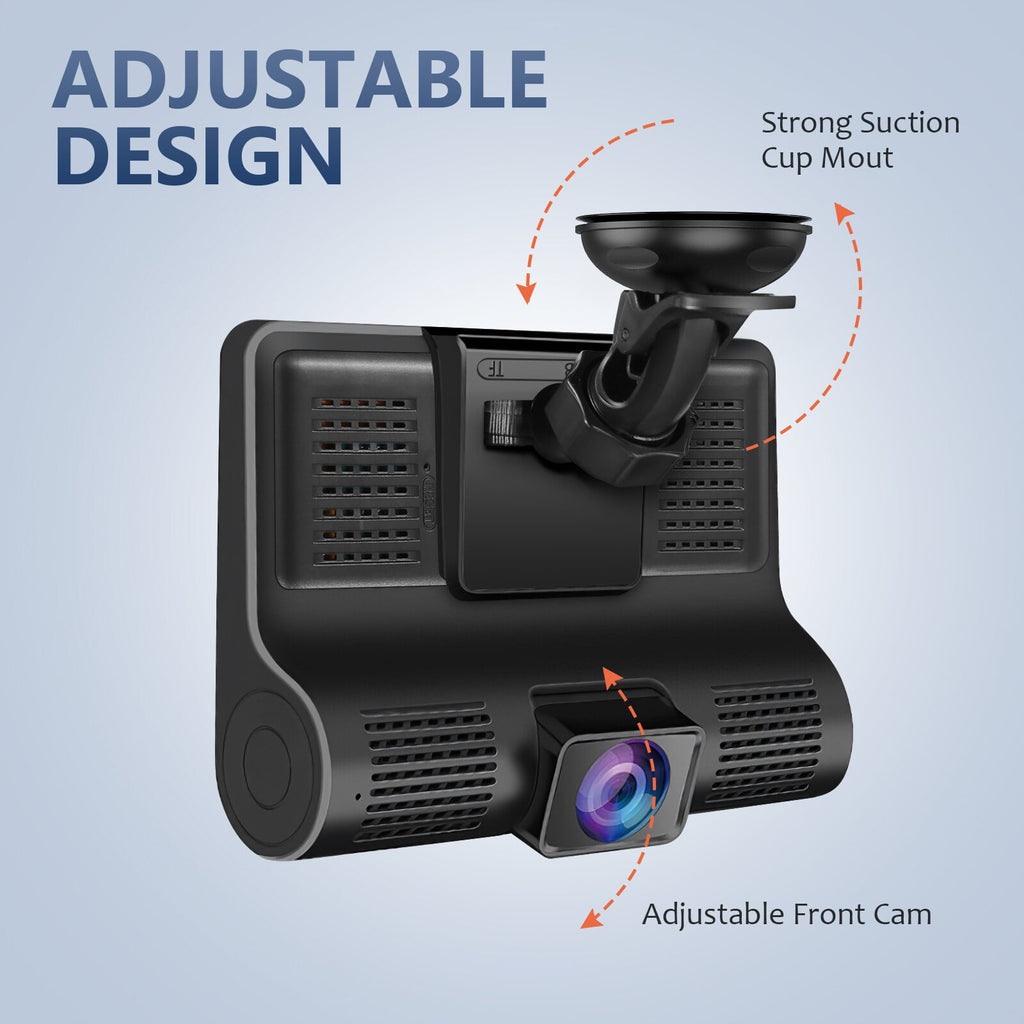 3 Channel Dash Cam Front and Rear Inside, 1080P Dash Camera for Cars, Dashcam Three Way Triple Car Camera with IR Night Vision, Loop Recording, G-Sensor, Parking Monitor, 24 Hours Recording